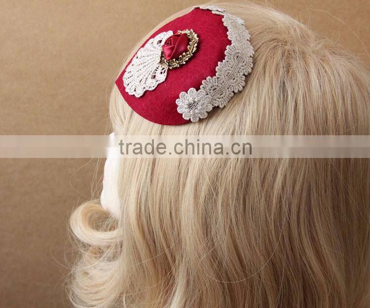 MYLOVE red uk design mini top hat with clips for women