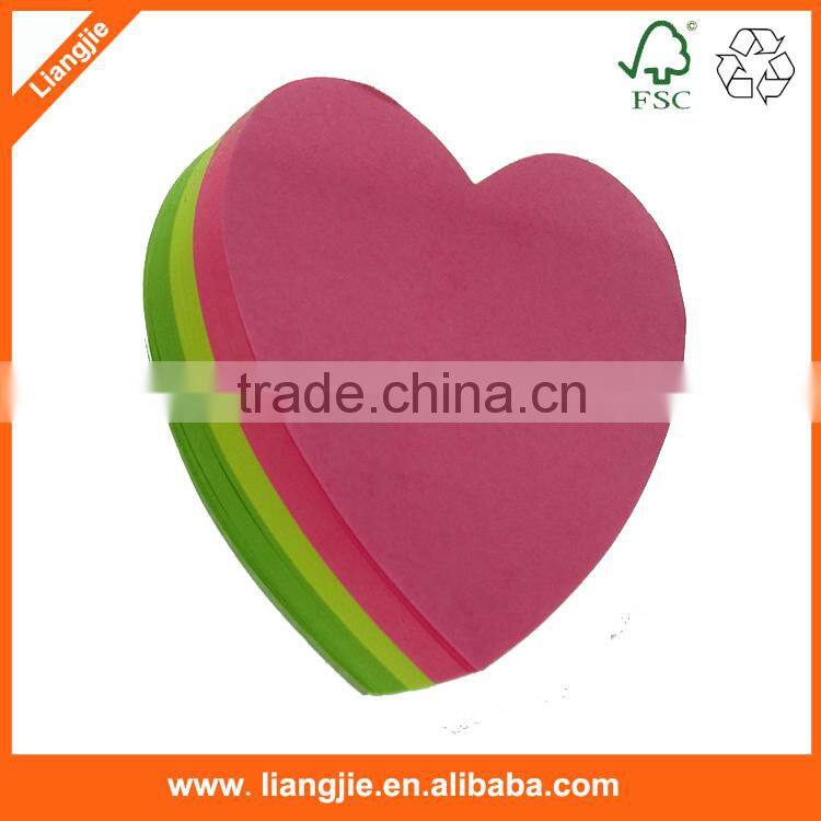 Die-Cut neon Heart shaped sticky notes pad for promotional gifts