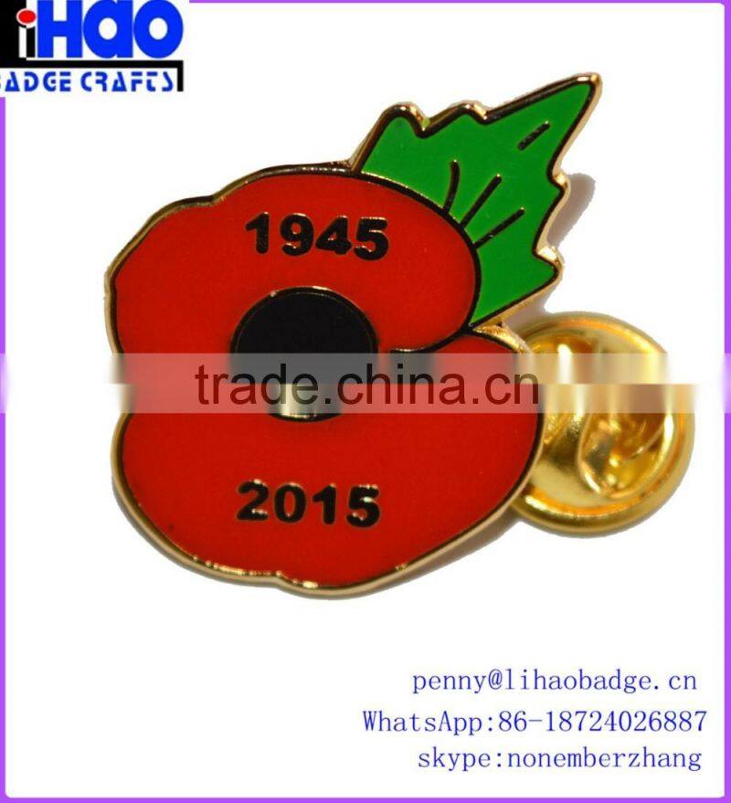 factory custom wholesale cheap price poppy metal pin badge