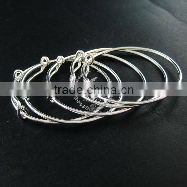 50mm diameter silver plated brass simple wiring bracelet for beading 1900100