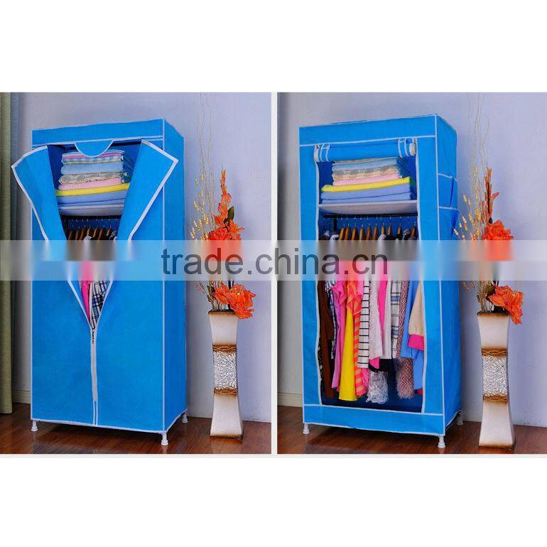 Rose Red Fabric Cupboard Bedroom Rack Shelve Rail Clothes Storage Wardrobe