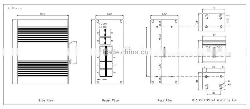 5 year warranty 4 Fiber Port and 8 RJ45 Port Din-rail Managed Gigabit Industrial Ethernet Switch i712A