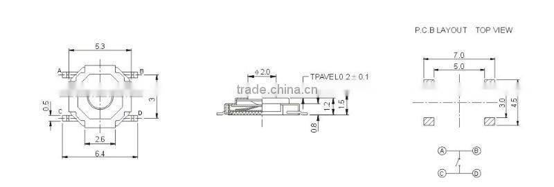 4 pin smd tact switch TS-1187,smt/smd tactile switch