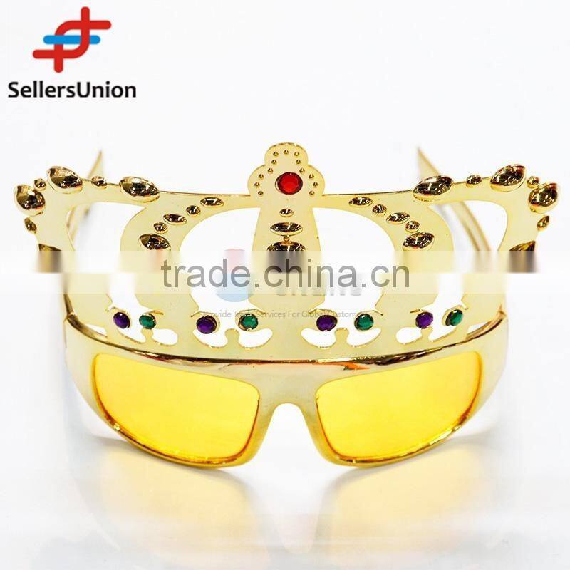 No.1 yiwu exporting commission agent wanted Very Cheap Golden Crown Design Sunglasses for Party Event