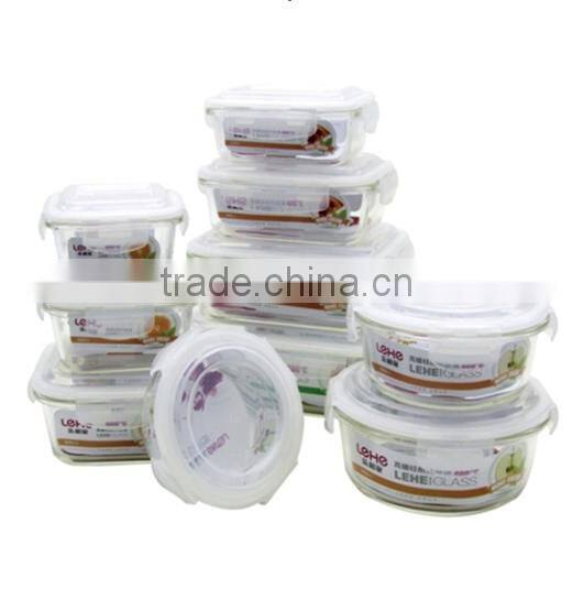 Glass Fresh keeping box clear round shape heat-proof crisper