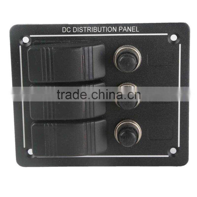 Marine/Boat/RV/Yacht 3 Gang Aluminum LED Waterproof Rocker Switch Panel