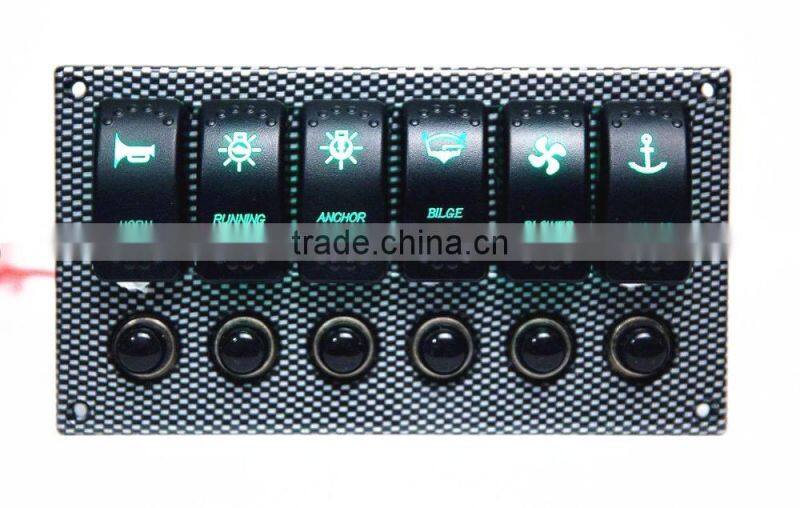 6 Gang thermals overload protector rocker switch panel