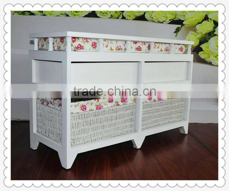 Unique new design decorative antique unfinished wooden cabinet with basket drawers