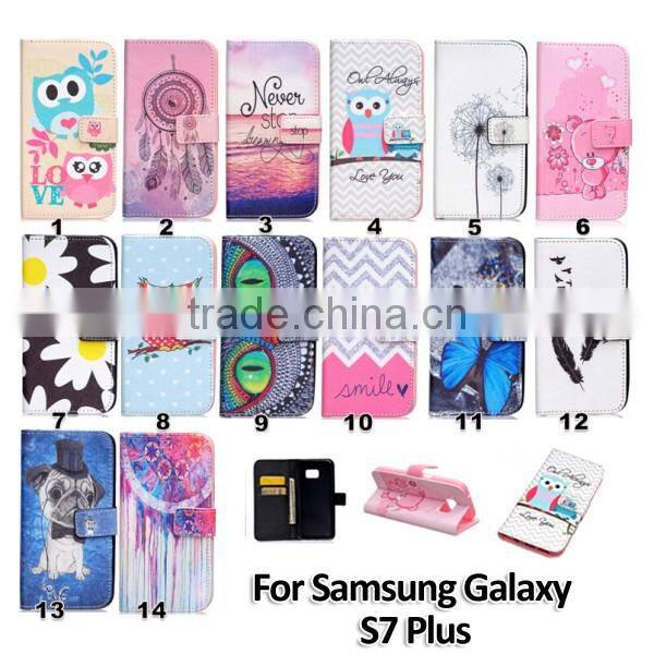 Painting phone case wallet leather case leather flip holster for Samsung S7 edge