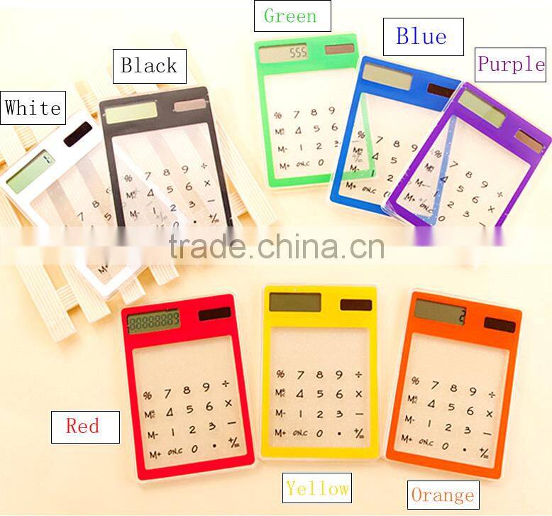 2016 Portable Transparent Solar Energy Colorful Calculator
