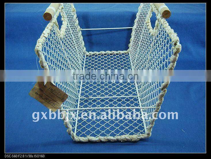 White wire woven magazine&file storage cabinet holder