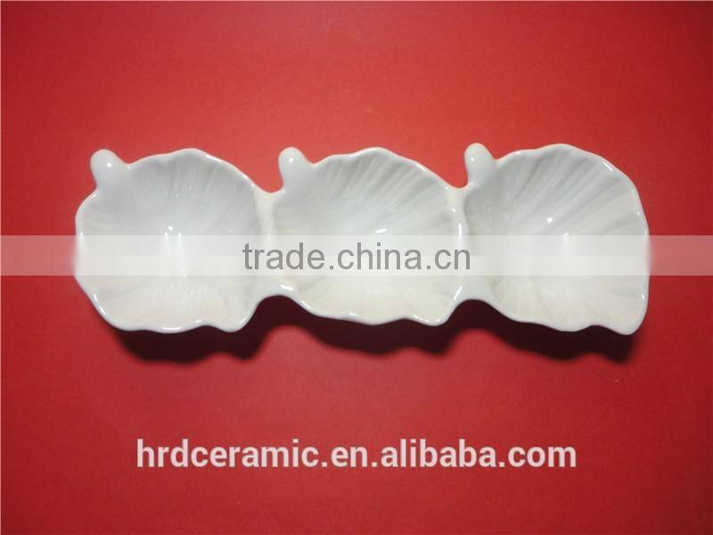 Stocked wholesale best prices porcelain bowl ceramic dish leaf shape