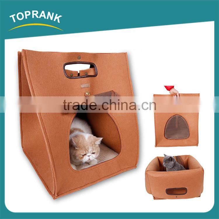 New design 3 in1 warm soft cat house dog bed felt cloth collapsible portable pet carrier