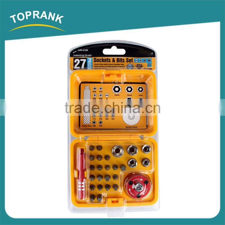 27pcs chrome vanadium steel professional sockets and bits set