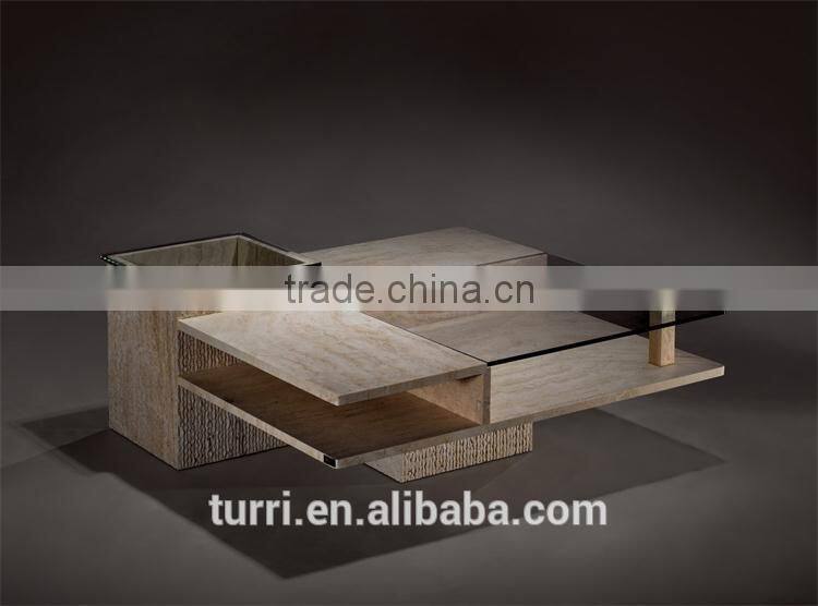 Antique white square marble base Tea table For Sale