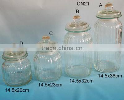 four sizes clear cylinder glass stash jar with glass lid/apothecary jar