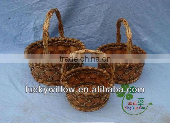 3/s graceful willow& chip storage basket with high handle garden basket