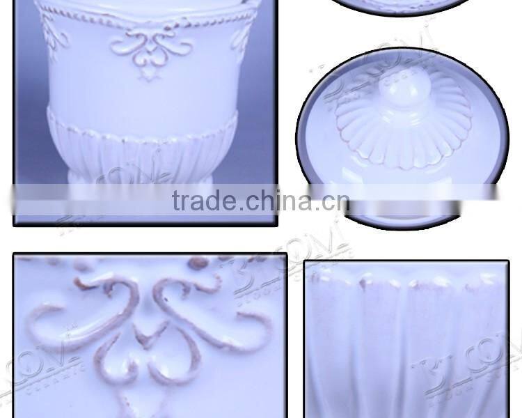 Flower shape white glaze ceramic coffee creamer container