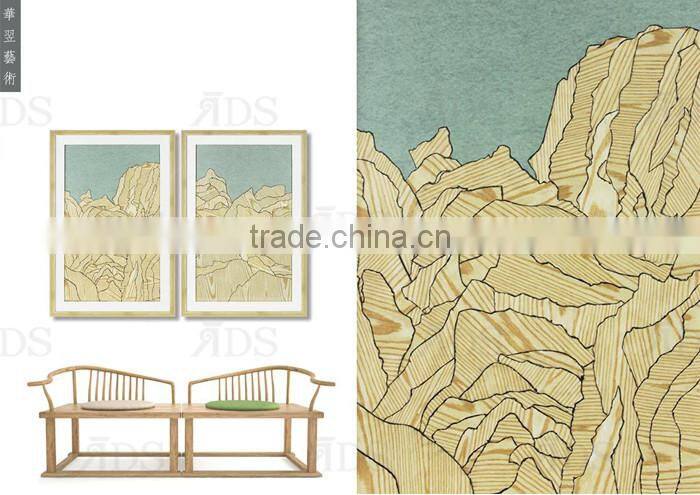 Framed Handmade Wood Chip Mountain Display Shadow Box