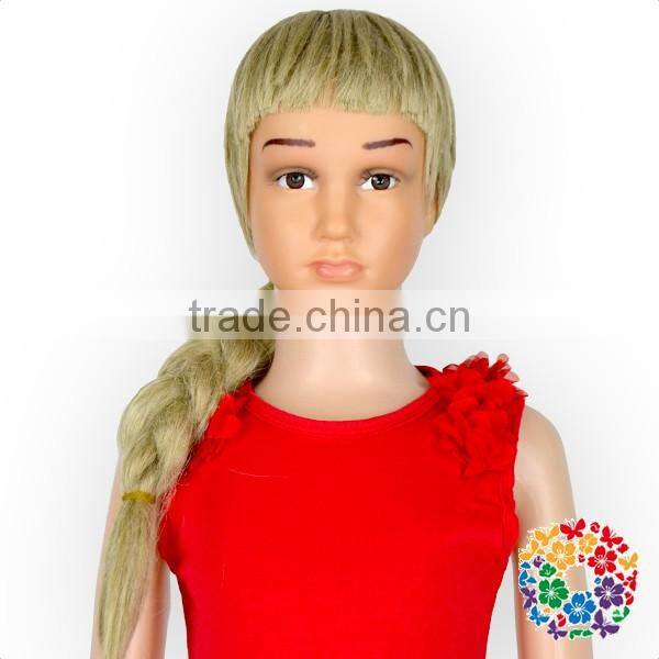 Wholesale Baby Girls Tank Top Plain Flower Clothes Red And Coral Singlet Clothes