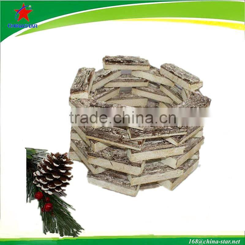 wood votive candle holder with glass holder inserted