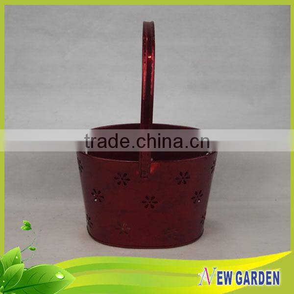 Export Quality Nice Design colorful metal flower pots with handles