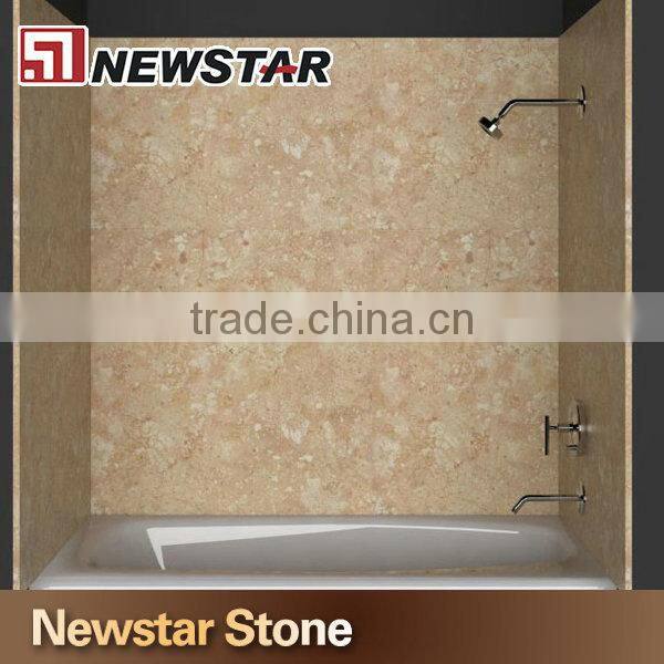 Chinese natural stone beige granite wall 3 panel shower door