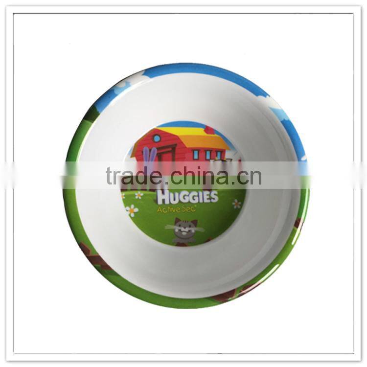 BPA free food safety animals printing plastic round bowl, melamine kids bowl