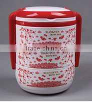 Portable three layers round lunch box with lock