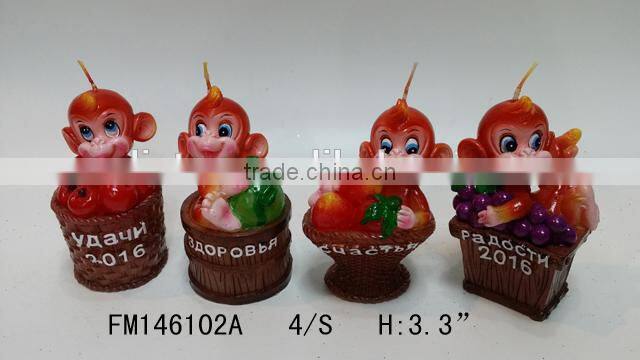 high quality lovely monkey shape candle wholesale for 2016 new year gift