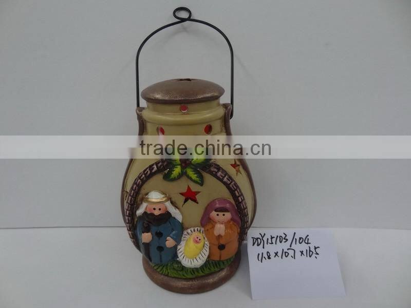 Ceramic nativity set with lantern