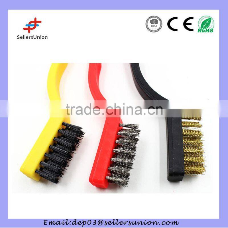 zinc coated wire brush with3 colors plastic handle