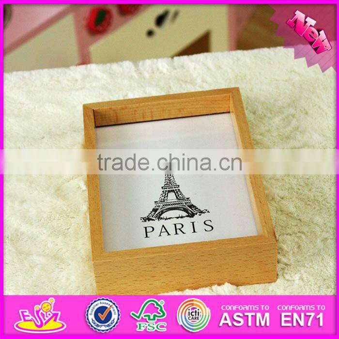 2016 hot sale baby wooden funny photo frame, most popular kids wooden funny photo frame W09A040
