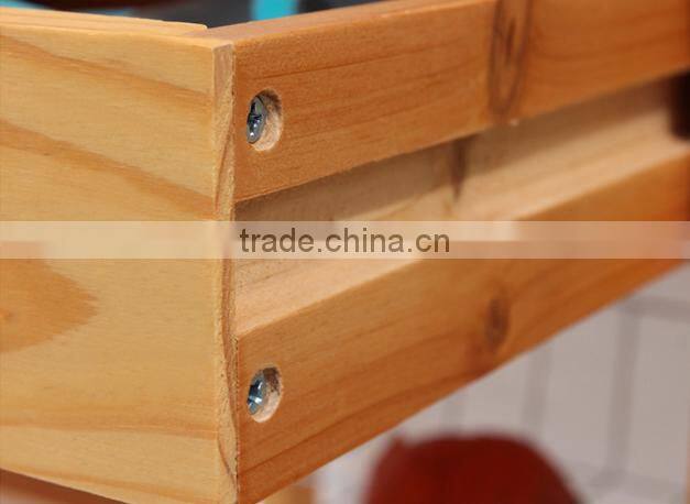 2016 good quality and competitive price wooden kitchen trolley with three metal wire brackets
