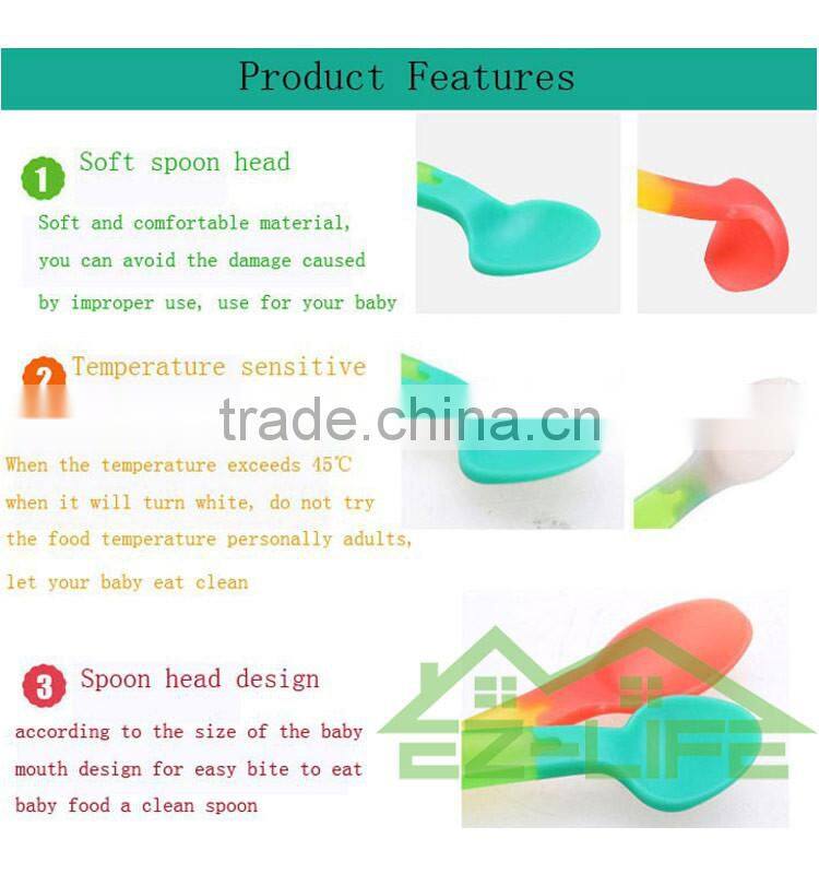4 pcs/set ECO baby heat Temperature Sensitive silicone Color Changing spoons