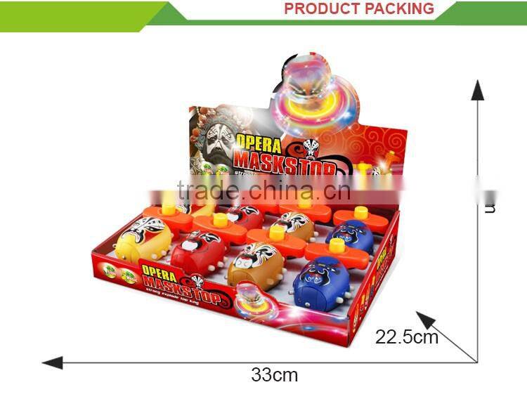 Hot sale item plastic musical light up spinning top toy