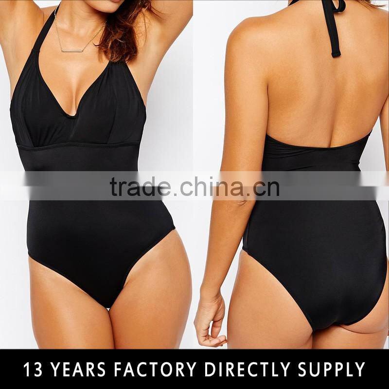 Wholesale summer black halter hot sexy girl plus size bathing suit