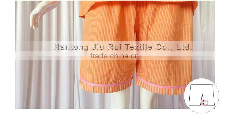 Orange/Green Solid Stripe Unisex Pajama Sets V-Neck Short Sleeve Sleepwear Summer/Autumn Couple Spa Shirt+Pants Pajama Sets