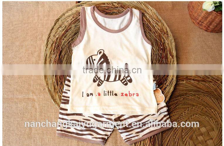 2014 children summer animal print cotton clothing sets