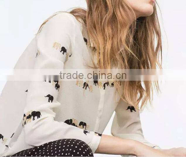 OEM Ladies Long Sleeve Pattern Printed Shirt