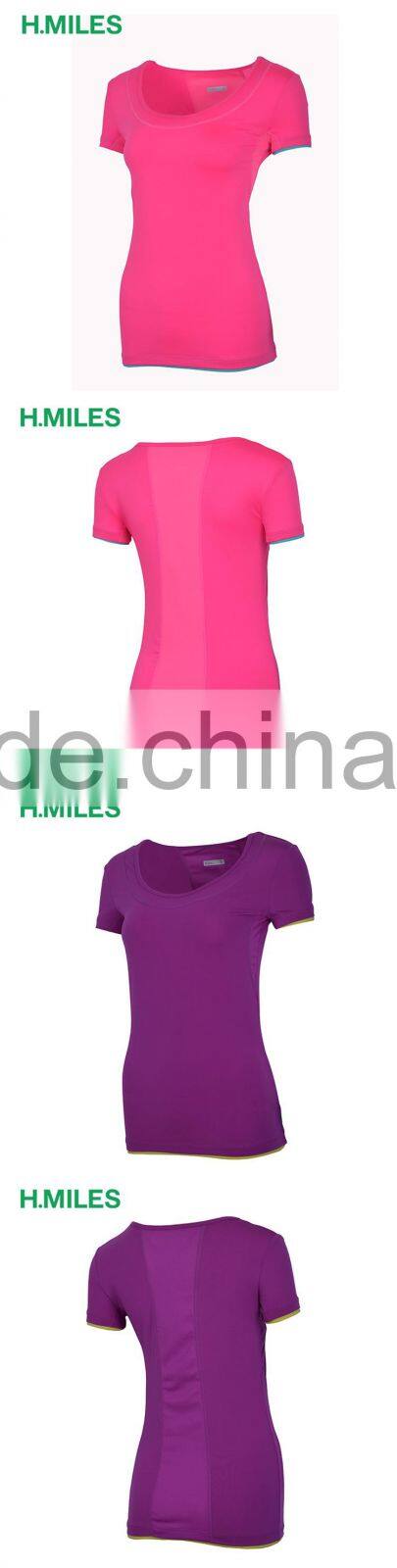 High quality short sleeve clothing sport ladies gym wear womens fitness apparel top