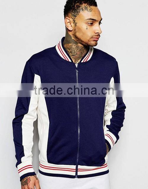 Custom men navy track jacket with baseball collar