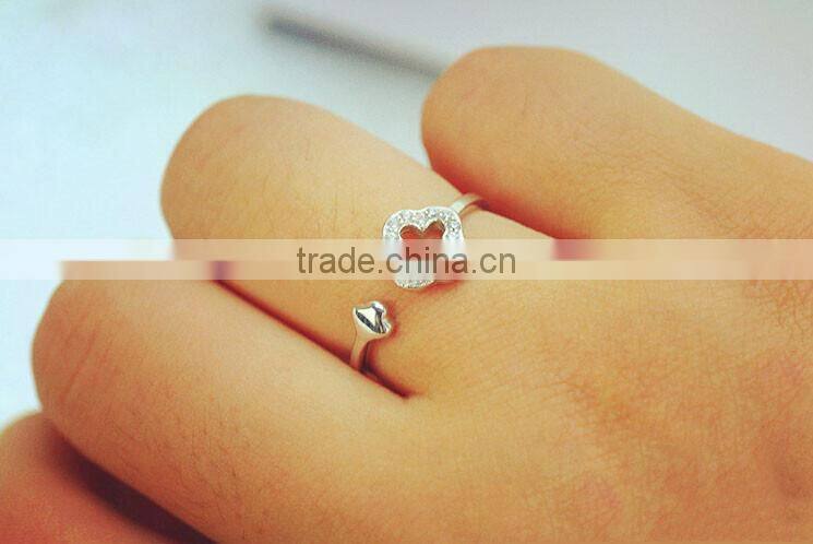 Spritual charm accessory Lucky Clover design top zircon diamond sterling 925 silver open ring