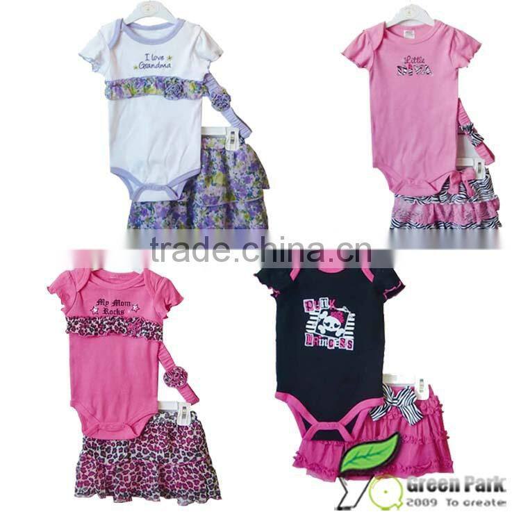 girls hot pink princess rompers with printed chiffon skirts clothing sets baby outfits girls suits