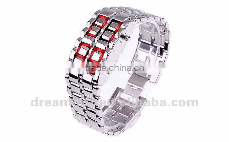 A level 2016 hot lava style led iron watches brand watch samurai LED watch red &blue light women&men style