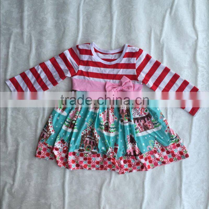 high quality baby boutique outfit girls christmas pattern outfit red and white stripe icing pants outfit