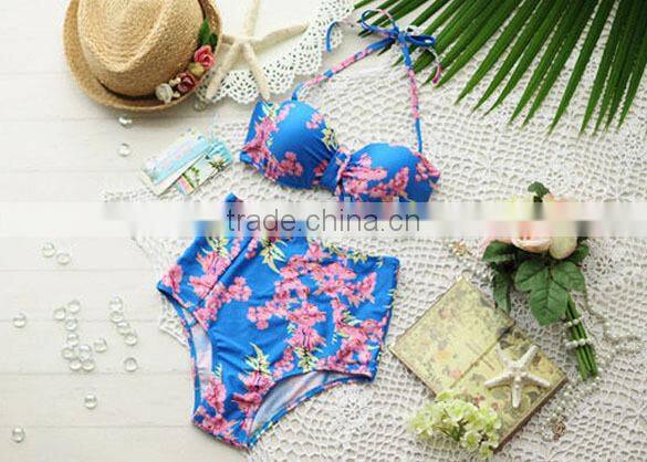 Wholesale Women ladies High Waisted Vintage Push Up Bandeau Bikini Sexy Swimsuit Swimwear M-XL SV006526