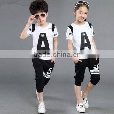 boys and girls letters printed two-piece sports suits for summer