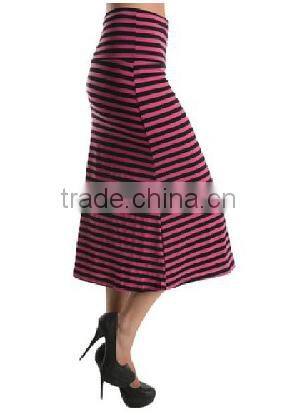 Wholesales Women's High Waisted A-Line Knit Stripe Midi Skirt