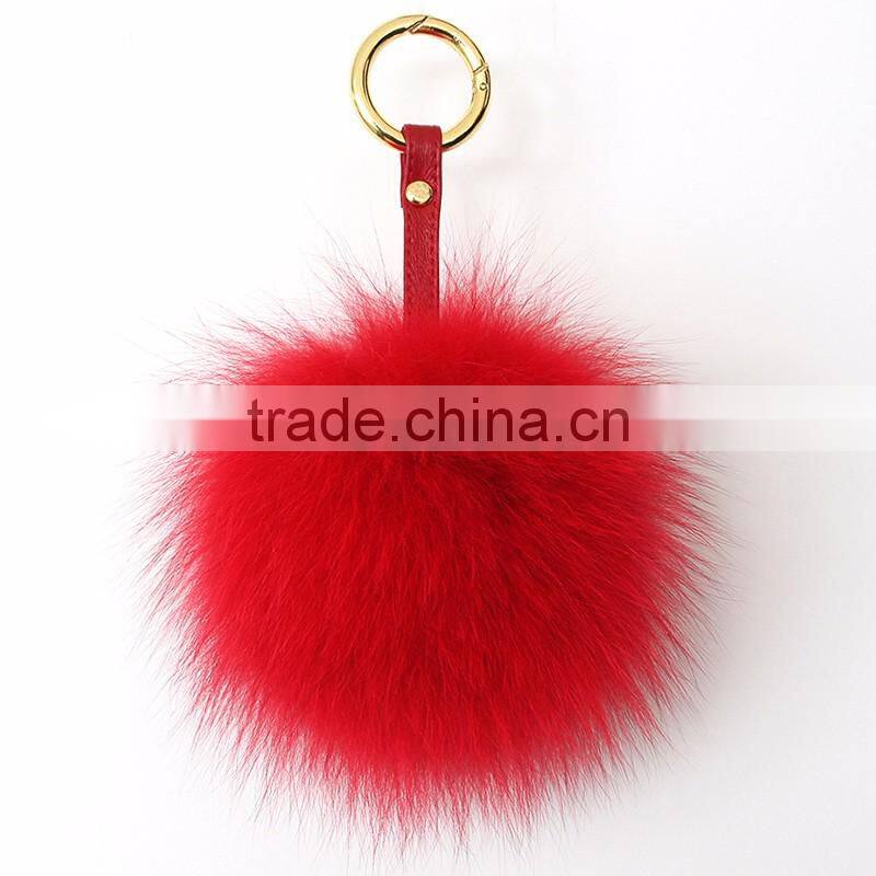 Myfur Comfortable Genuine Blue Fox Body Fur Pompoms Pendant for Women Handbag